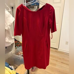 Tahari Vibrant Red Long Sleeve Dress